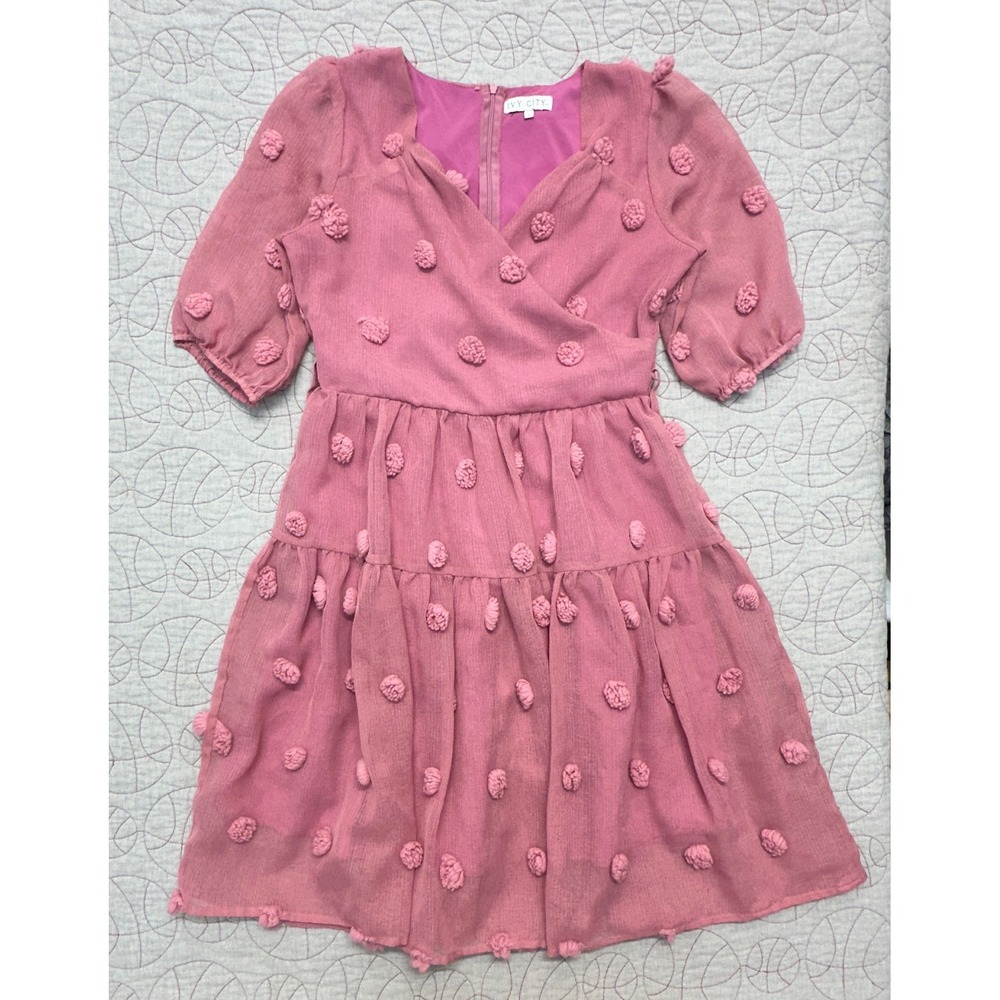 Ivy City Co First Love Pom Pom Tiered Mauve Pink / Women's Large